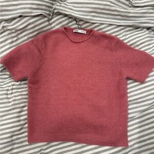 NWOT Zara pink short sleeve women’s sweater